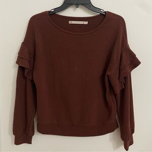 Vintage Rustic-Colored Ruffle Sleeve Sweater